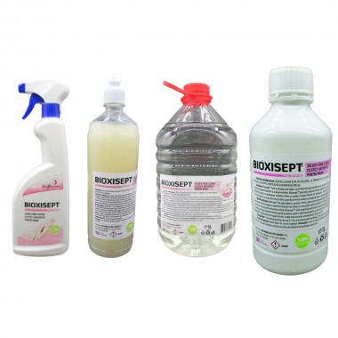 Pachet antiseptic, Bioxisept Gel Dezinfectant pentru maini 1l, Bioxisept dezinfectant pentru maini, fara clatire spray 750ml, 1l si 5L(pet)
