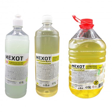 Pachet solutii dezinfectante cu Mexot - Gel 1L si Mexot - Solutie concentrata pentru suprafete, 1L+5L