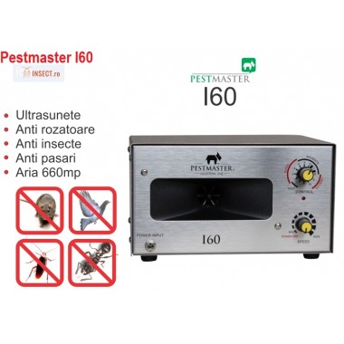 Pestmaster I60 - Aparat industrial cu ultrasunete impotriva rozatoarelor, pasarilor si insectelor - 660 mp